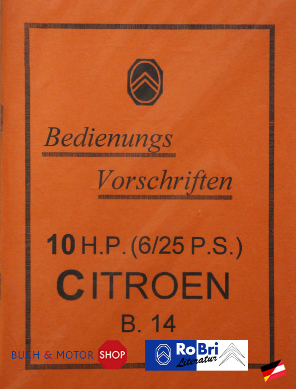 Citroën B14 Bedienungsvorschrift 5/1927